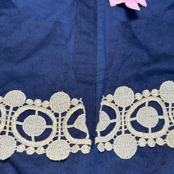 Lilly Pulitzer Augusta Shift Dress True Navy Anchors Jacquard Lace Trim Size 10 - Picture 4 of 14
